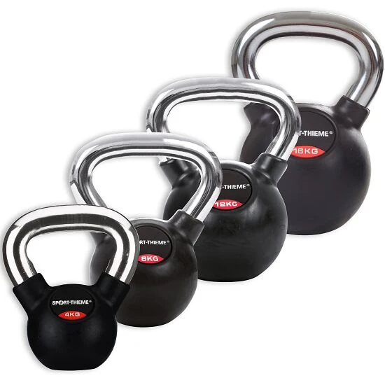 Sport-Thieme Kettlebell-Set "Gummiert Mit Glattem Chrom-Griff" 1 Sport-Thieme Kettlebell-Set "Gummiert Mit Glattem Chrom-Griff"